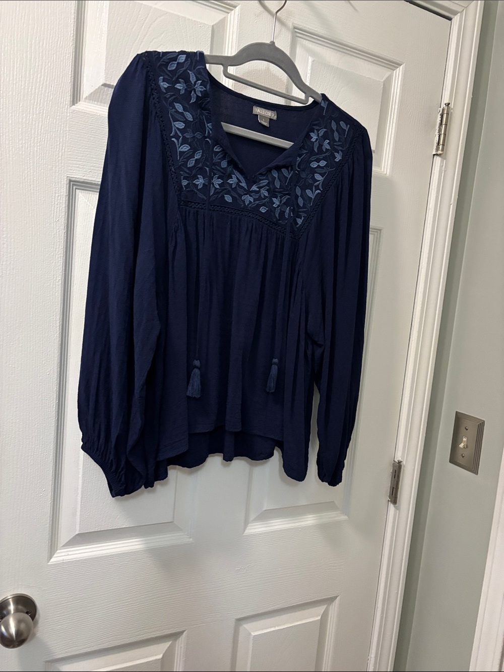 Falls Creek Navy Embroidered V-Neck Tunic